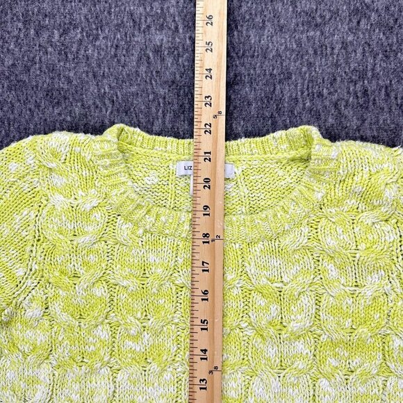 Liz Claiborne Green and White OmbrΓ© Cable Knit Sweater Pullover Petite Medium - Picture 4 of 7